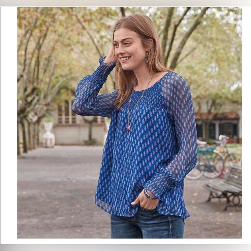 Sundance Exotic Beauty smocked blouse
